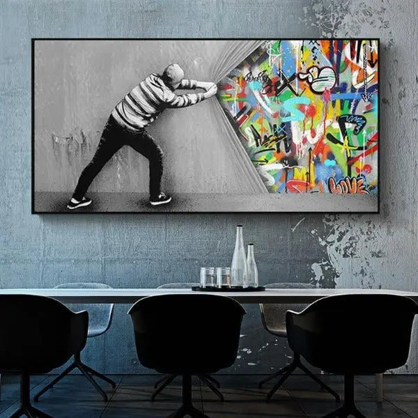 Cuadros Espectáculo de color de pintura industrial ecomboutique138 OrnateVogue 50x100cmconmarco