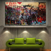 Cuadros Mesa industrial de graffiti vintage ecomboutique138 OrnateVogue 30x50cmconmarco