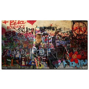 Cuadros Mesa industrial de graffiti vintage ecomboutique138 OrnateVogue 60x100cmconmarco