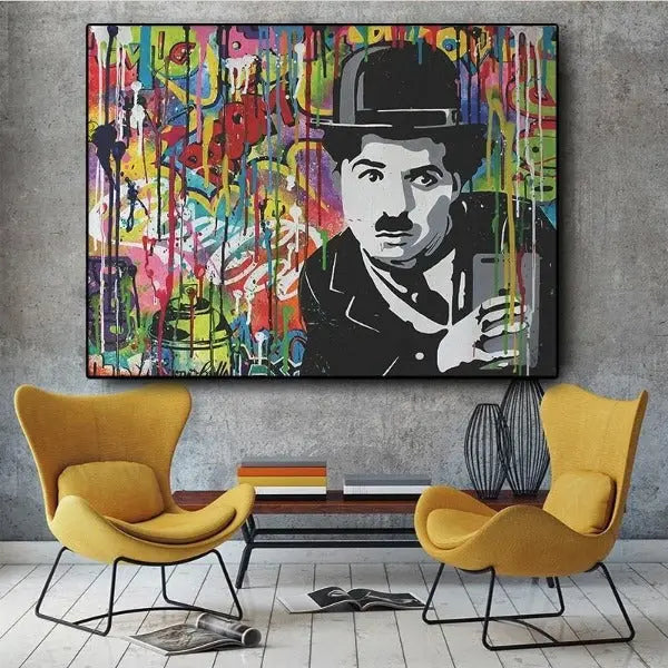 Cuadros Table industrial Charlie Chaplin ecomboutique138 OrnateVogue 40x60cmconmarco