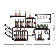 Étagère murale industrielle de bar bois massif et tuyaux