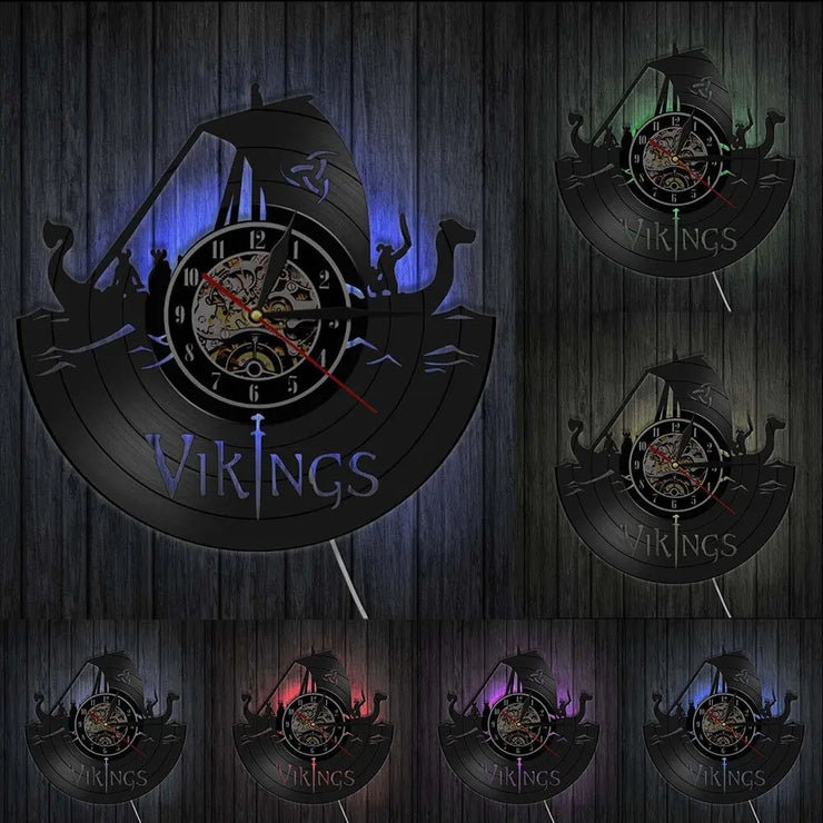 Relojes LED Vikings Vinyl Clock ecomboutique138 OrnateVogue Títulopredeterminado