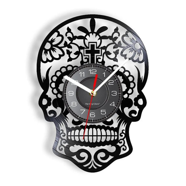 Relojes LED de reloj de vinilo de cráneo mexicano ecomboutique138 OrnateVogue