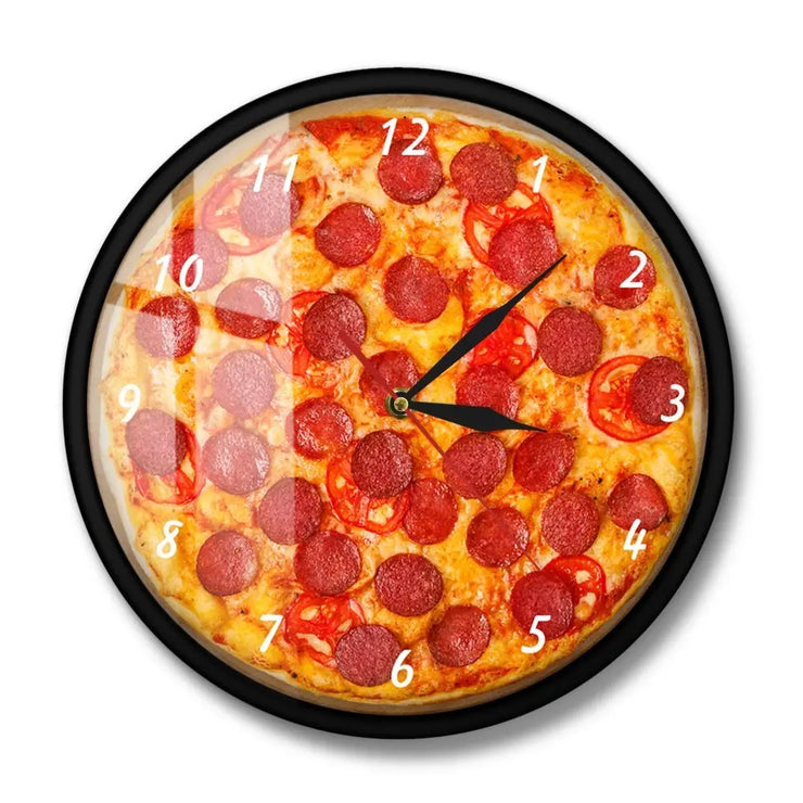 Relojes Reloj de pared de pizza ecomboutique138 OrnateVogue Marcar