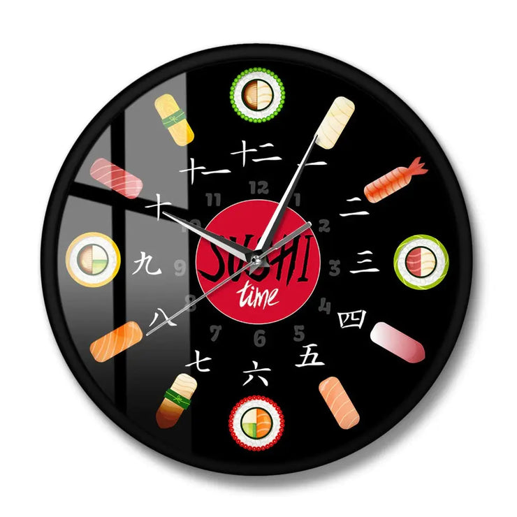 Relojes Reloj de pared de tiempo de sushi original ecomboutique138 OrnateVogue