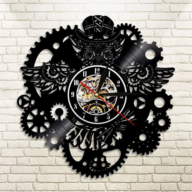 Relojes Reloj de pared de vinilo de estilo industrial LED ecomboutique138 OrnateVogue