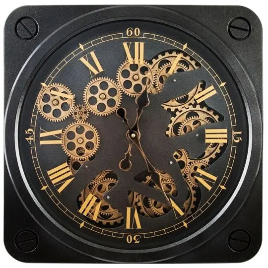 Relojes Reloj de pared industrial negro ecomboutique138 OrnateVogue Títulopredeterminado