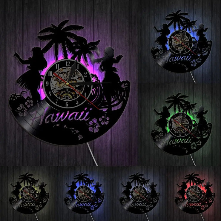 Relojes Reloj de vinilo LED LED de Hawaii ecomboutique138 OrnateVogue Títulopredeterminado
