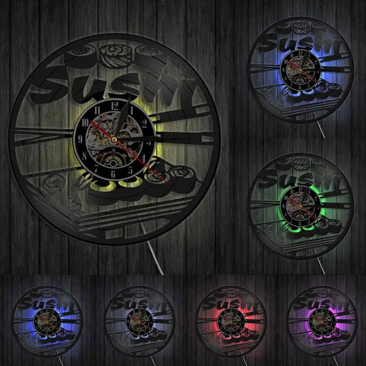 Relojes Reloj de vinilo LED de sushi ecomboutique138 OrnateVogue Títulopredeterminado