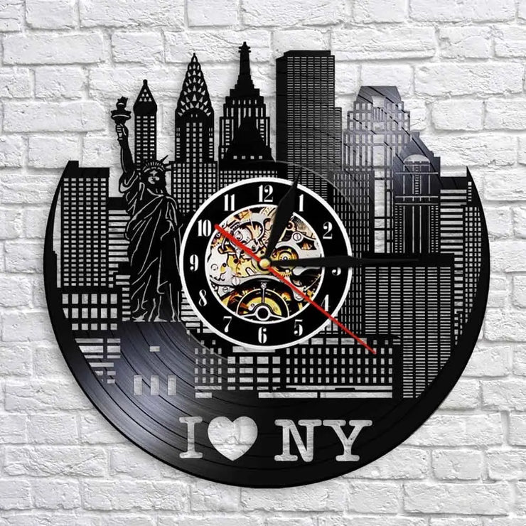 Relojes Reloj de vinilo de Nueva York ecomboutique138 OrnateVogue