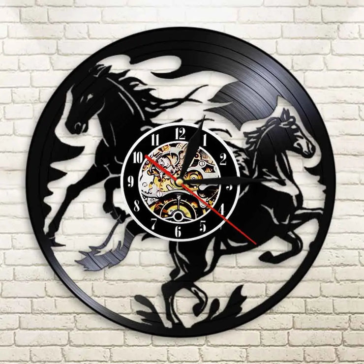 Relojes Reloj de vinilo de caballo LED ecomboutique138 OrnateVogue
