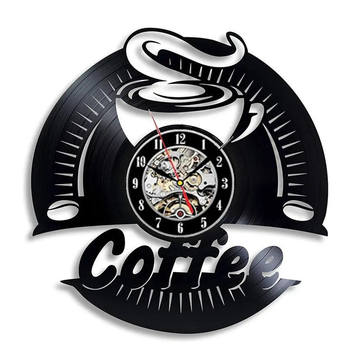 Relojes Reloj de vinilo de café ecomboutique138 OrnateVogue Títulopredeterminado