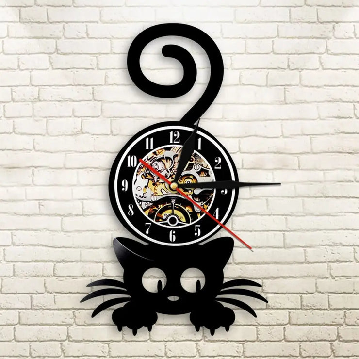 Relojes Reloj de vinilo de gato LED ecomboutique138 OrnateVogue