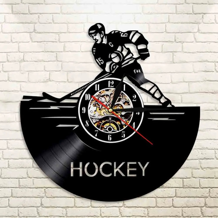 Relojes Reloj de vinilo de hockey LED ecomboutique138 OrnateVogue
