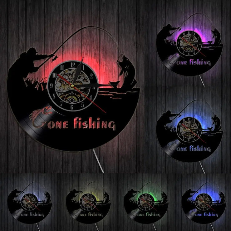 Relojes Reloj de vinilo de pesca LED ecomboutique138 OrnateVogue Títulopredeterminado