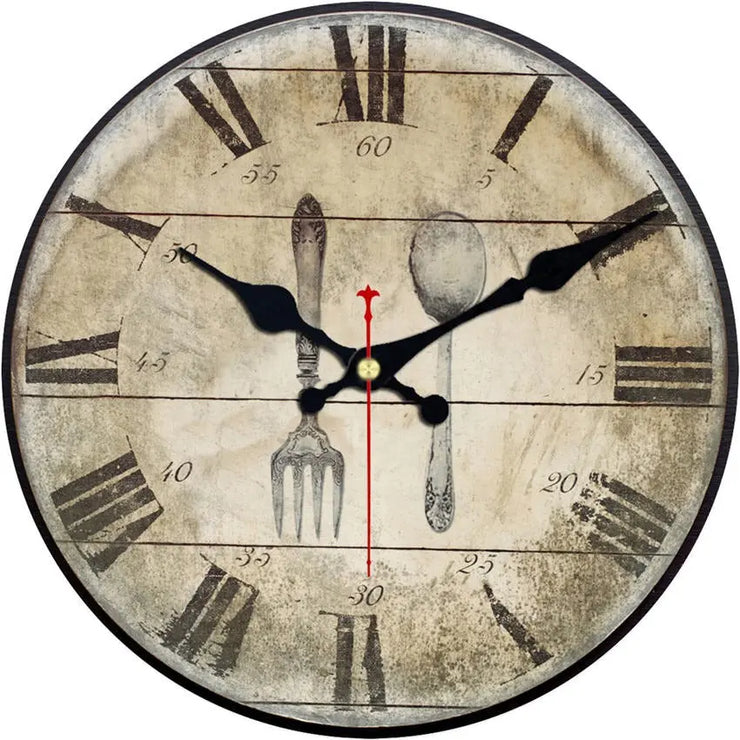 Relojes Reloj vintage de cocina de madera ecomboutique138 OrnateVogue 15cm