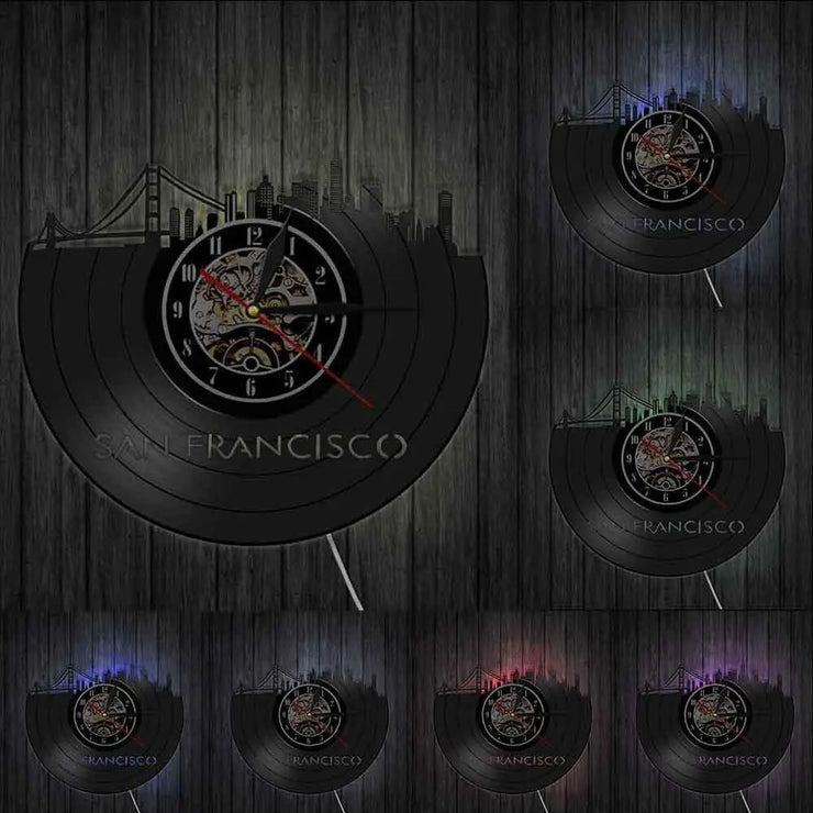 Relojes Vinyl Clock San Francisco LED ecomboutique138 OrnateVogue Títulopredeterminado